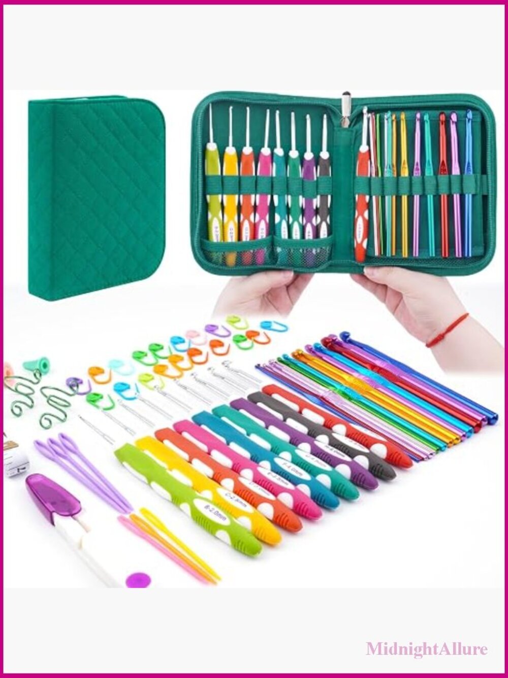 23 Sizes Crochet Hooks Set with Case, Ergonomic Needles for Arthritis